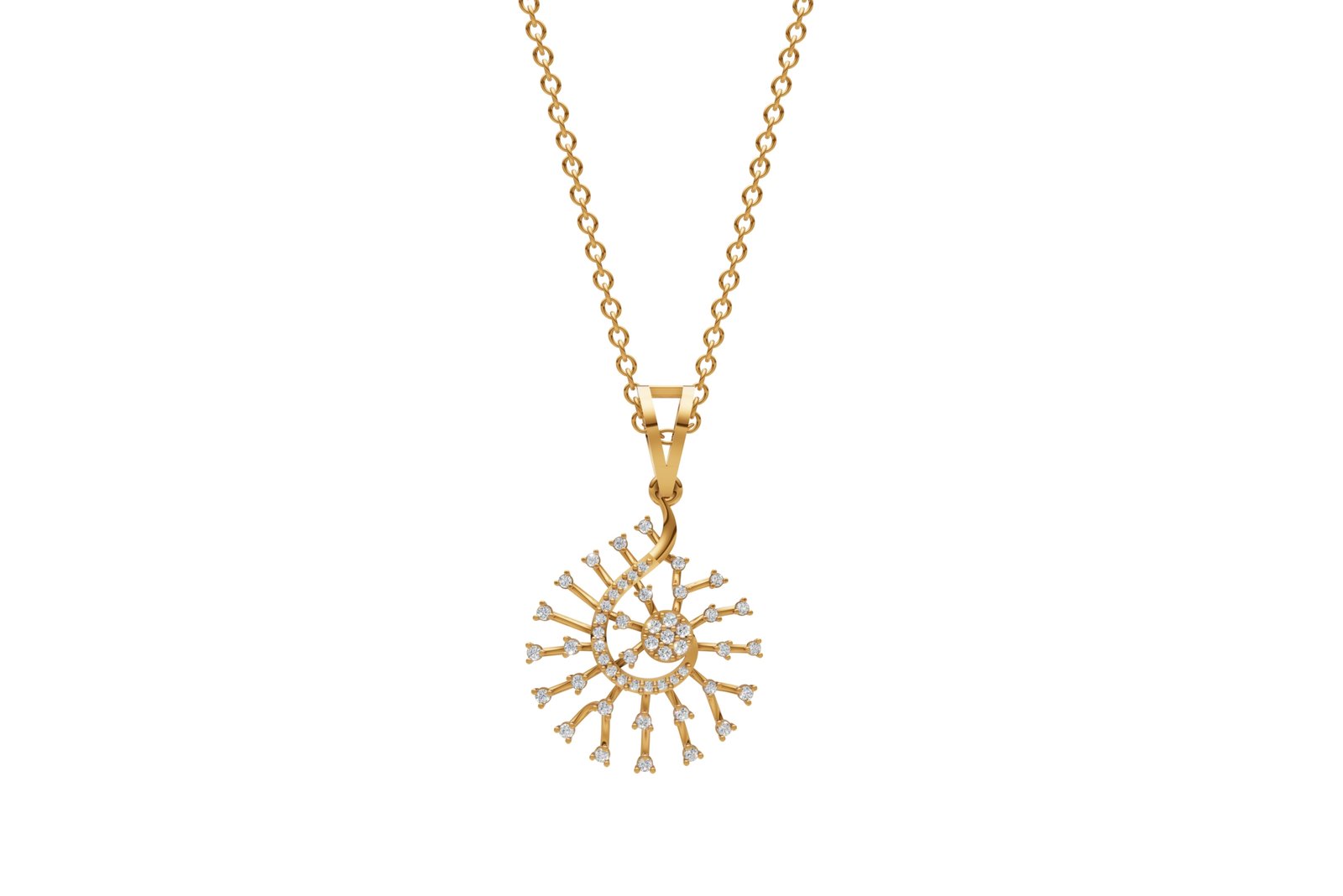 Diamond Sunburst Chain Pendant