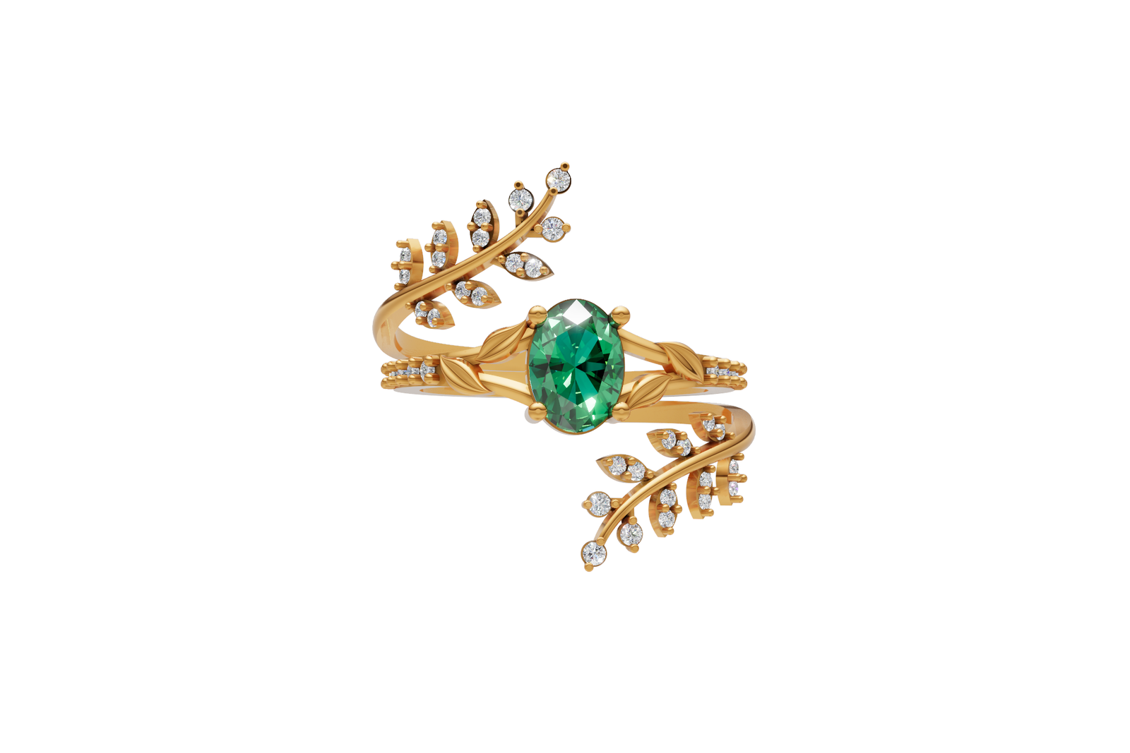 Oval Cut  Botanical Bypass Ring