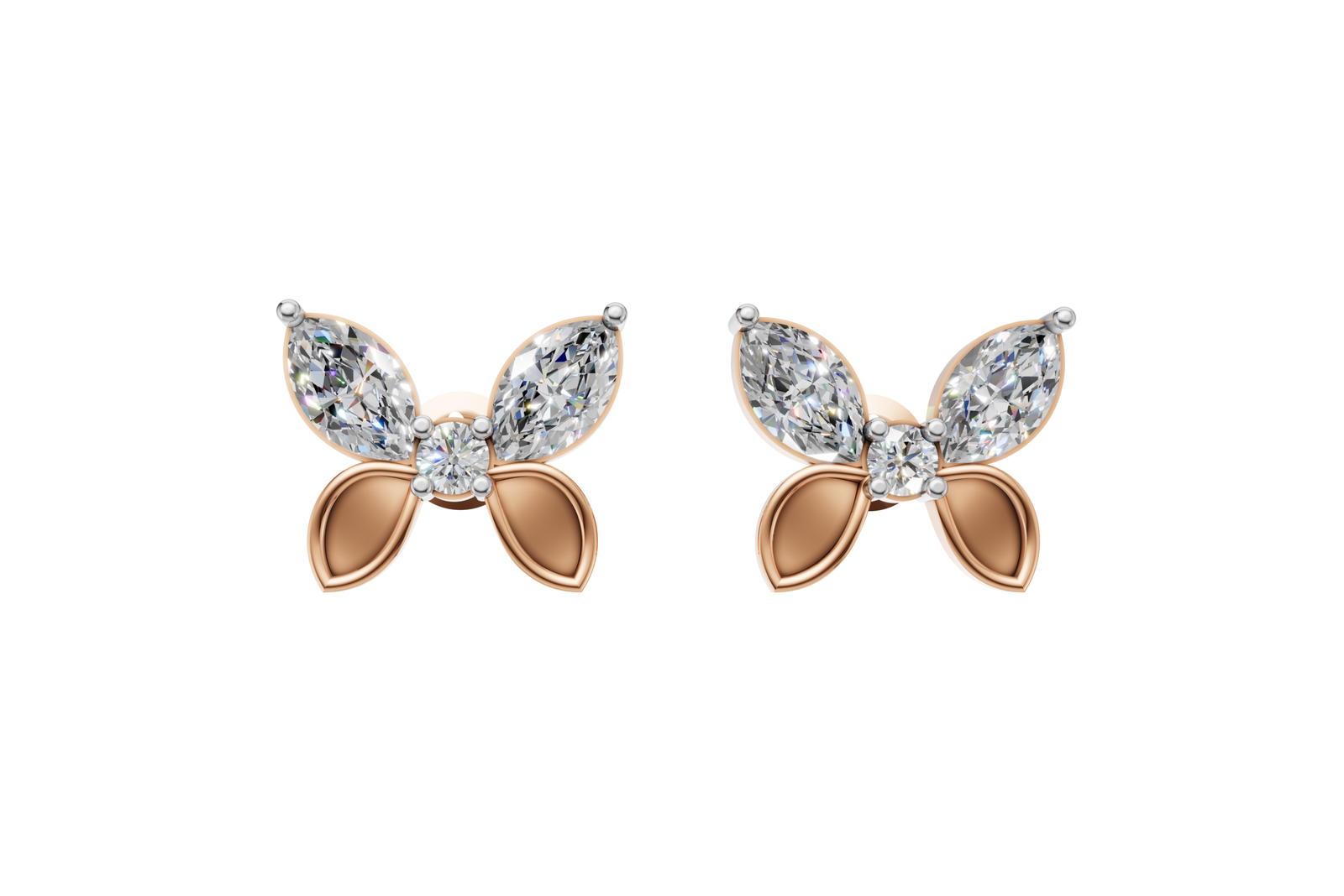 Marquise Cut Butterfly Stud Earrings