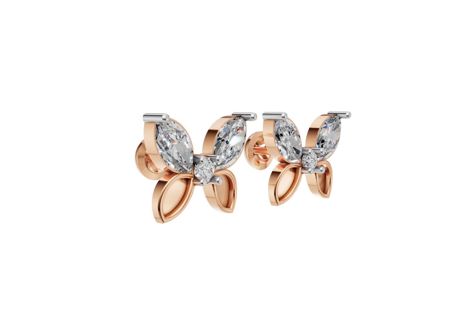 Marquise Cut Butterfly Stud Earrings - Image 2