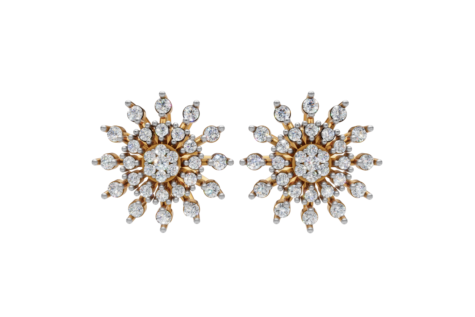 Floral Diamond Cluster Stud Earrings
