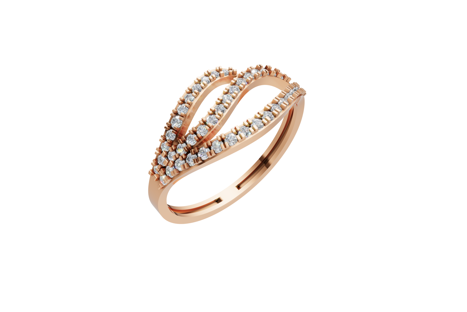 Modern Curved Diamond Ring - Image 2