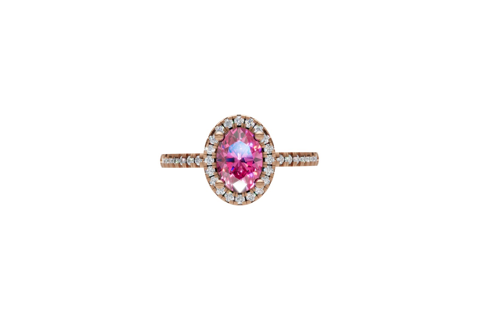 Pink Oval Halo Engagement Ring