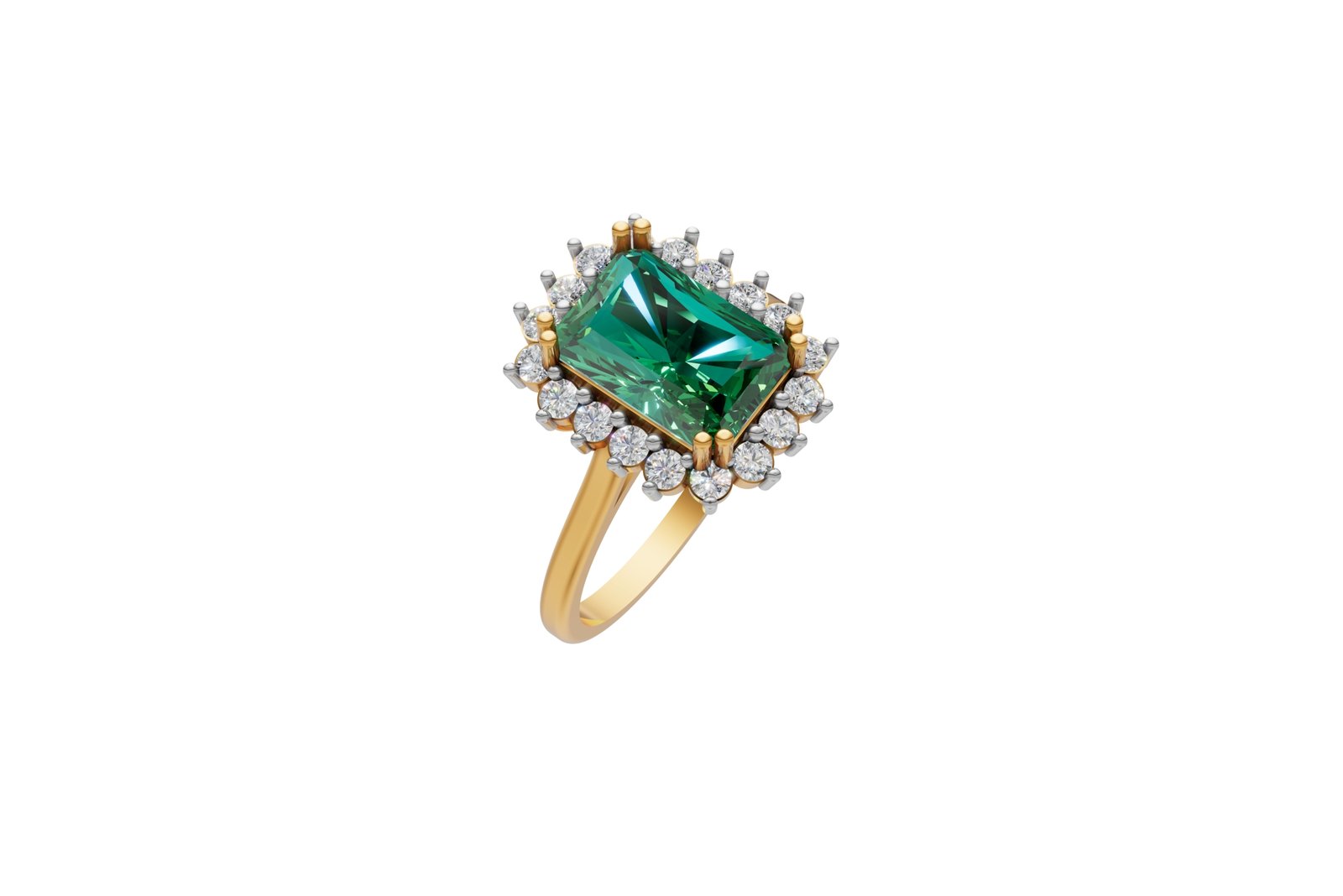 Radiant Cut Green Stone Engagement Ring - Image 2