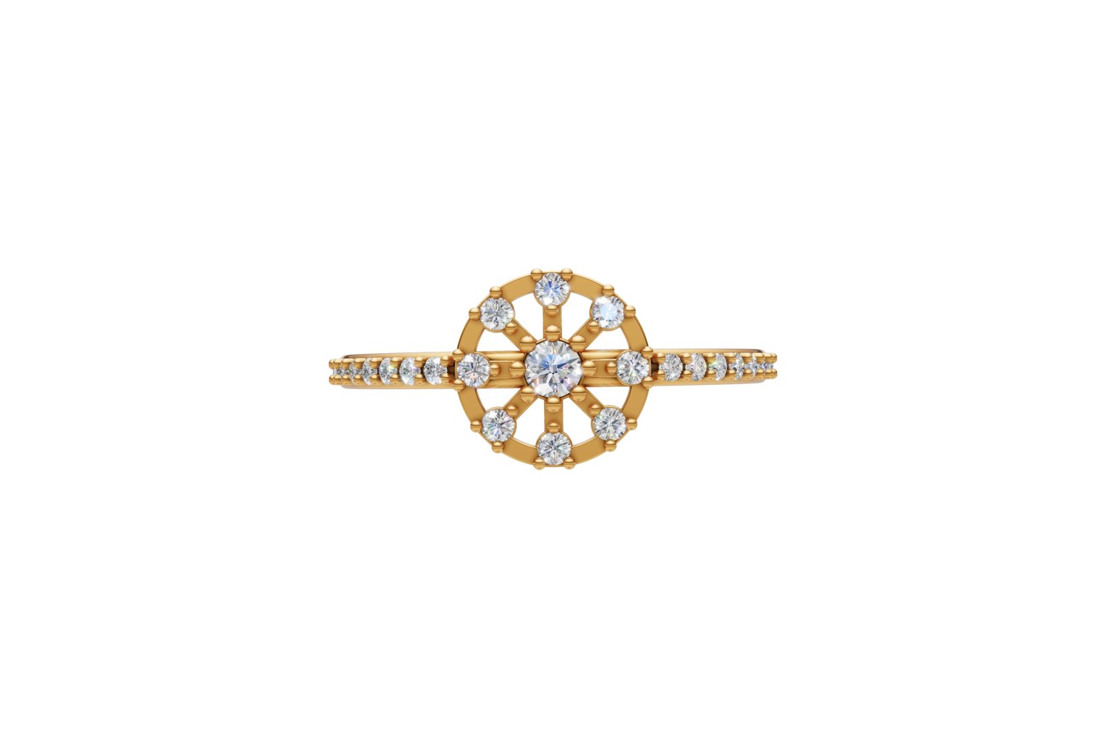 Round Diamond Sunburst Ring