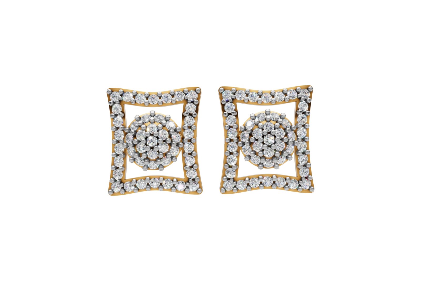 Geometric Diamond Stud Earrings