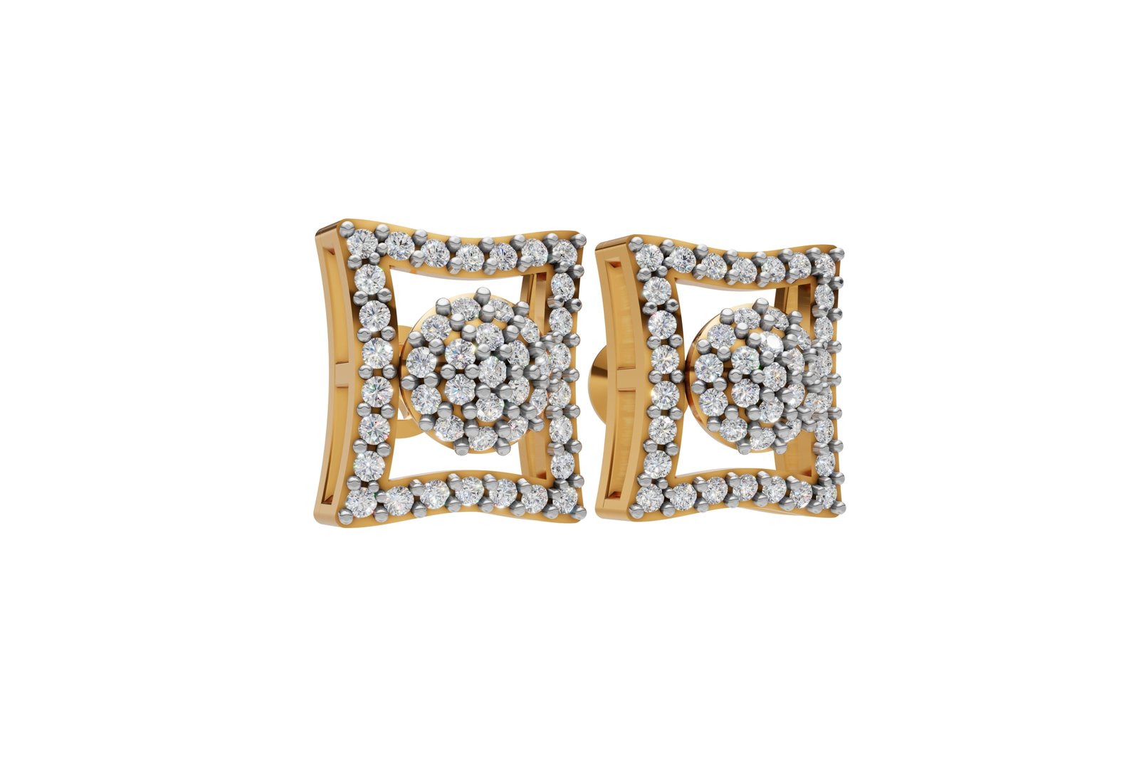 Geometric Diamond Stud Earrings - Image 2