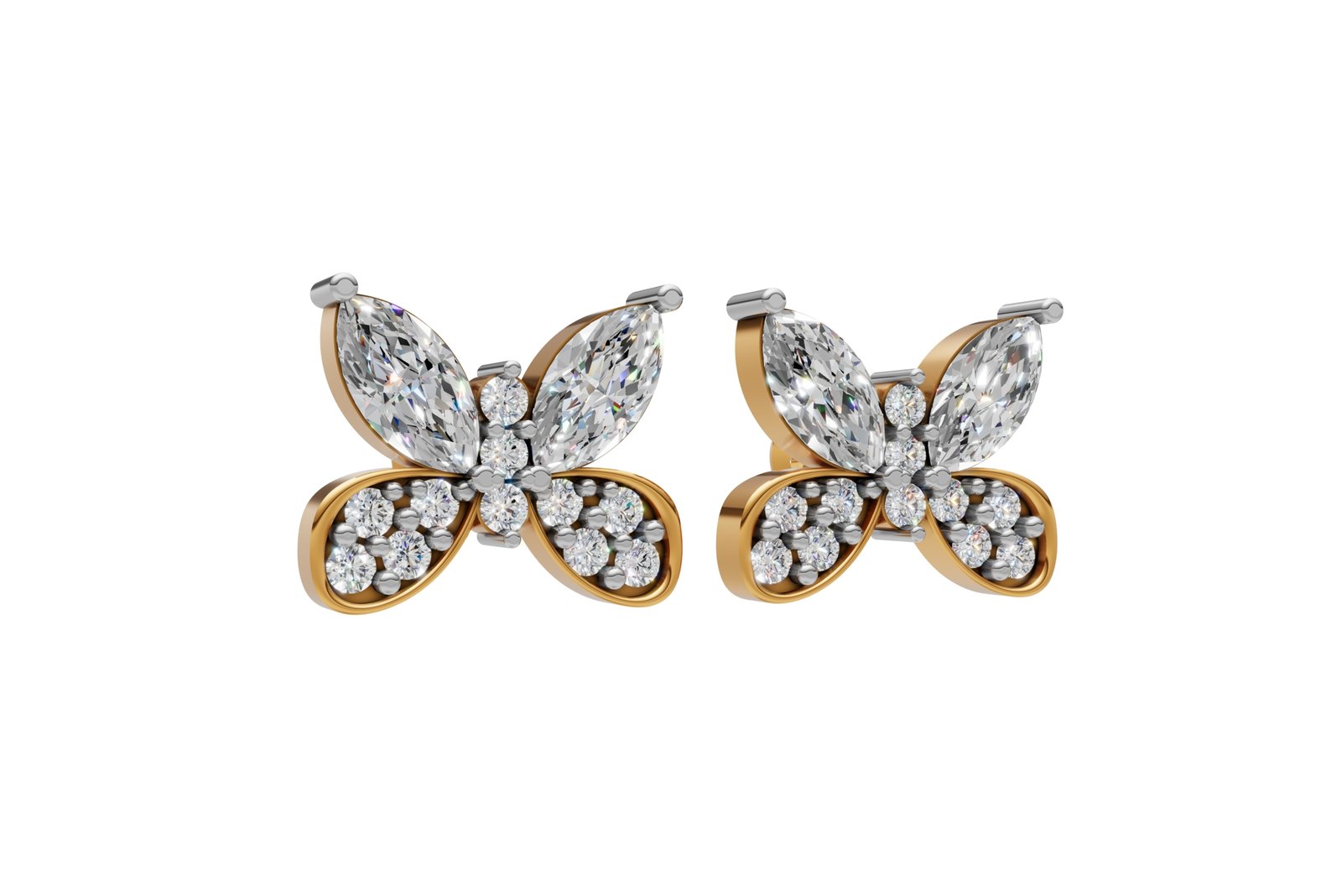 Butterfly Diamond Stud Earrings - Image 2